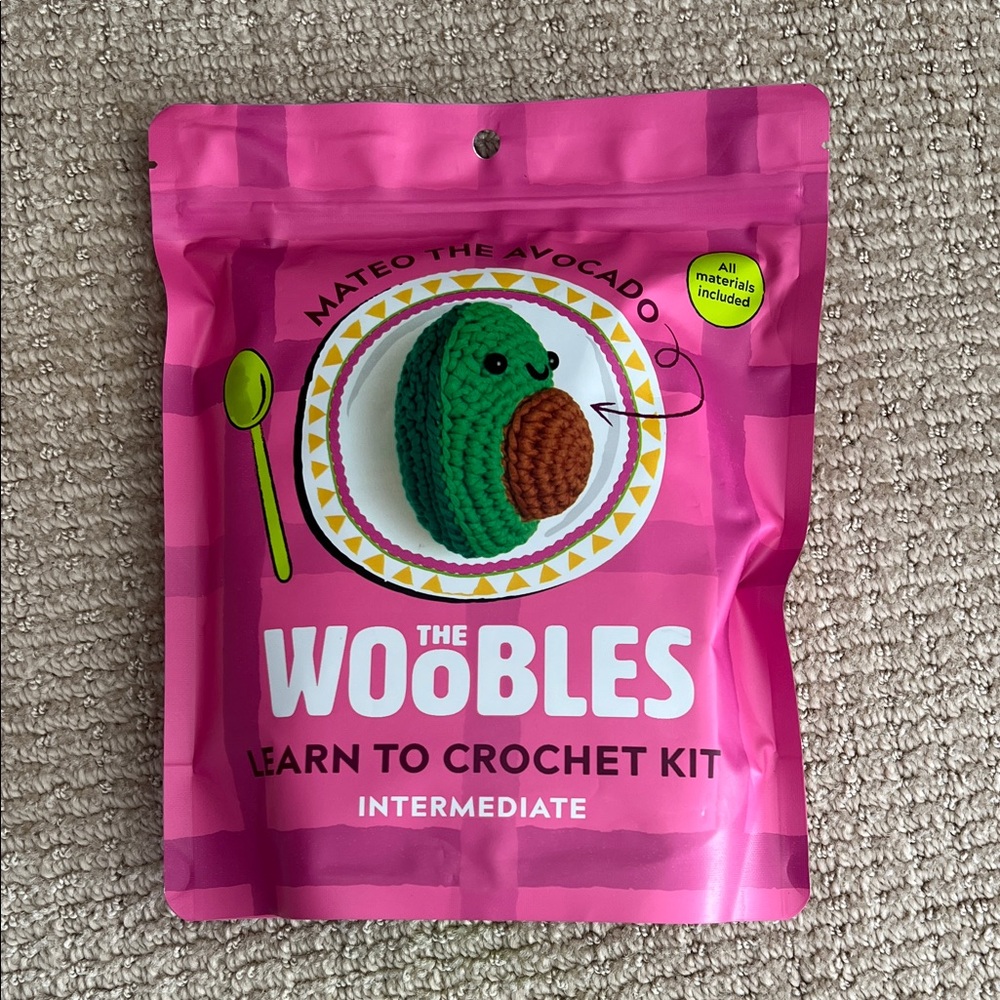 NEW The Woobles Crochet Kit - Green and Brown Mateo the Avocado intermediate